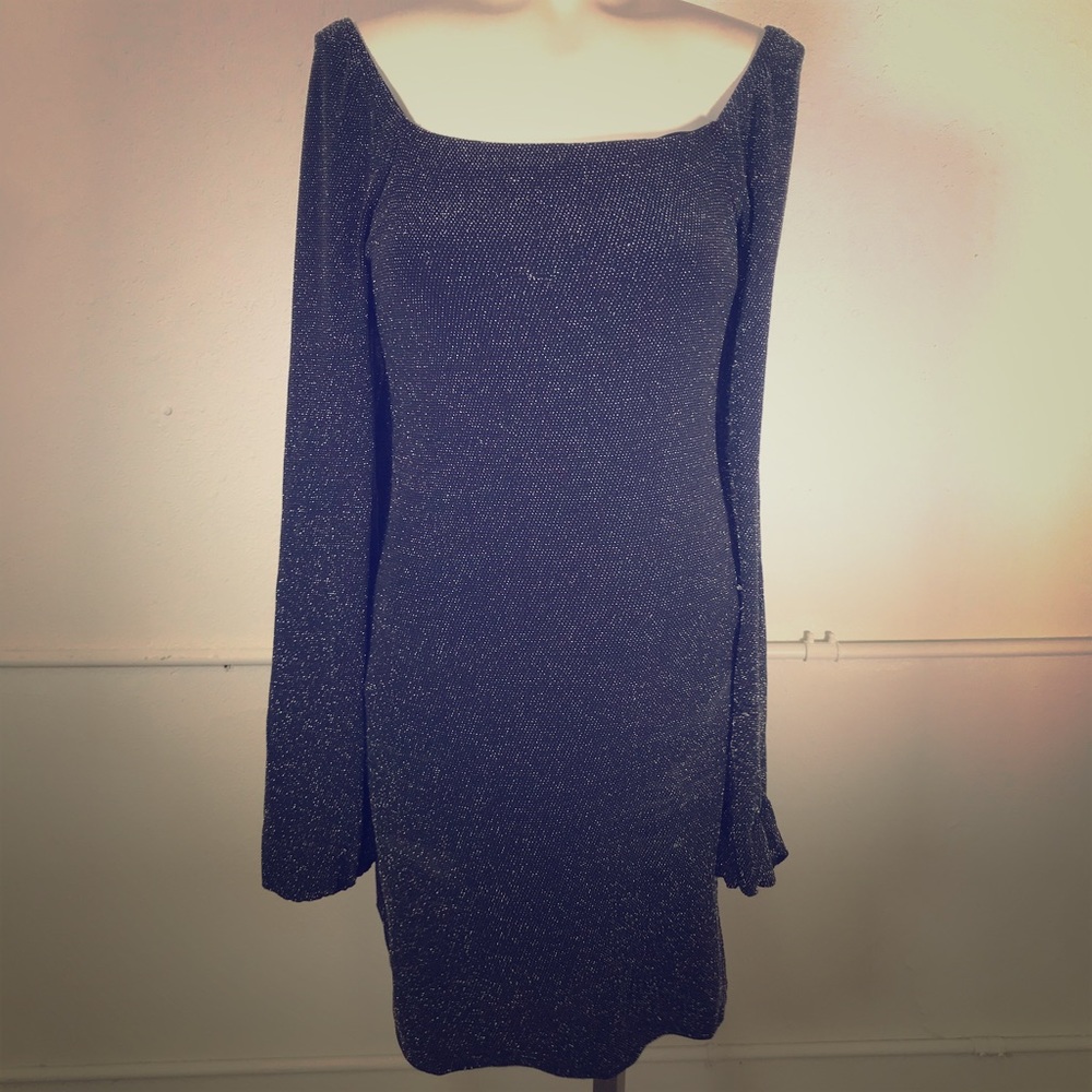 leith knit dress | Dresses | Leith Metallic Jersey Faux wrap sweater dress